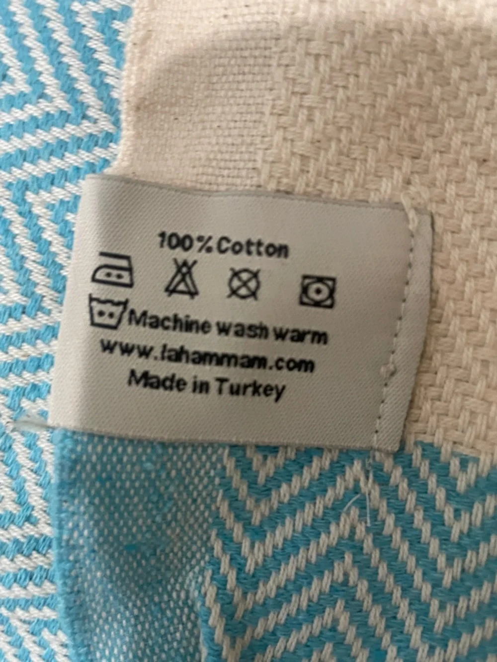Light Blue and Cream Oversized Turkish-Style Fringe Beach Blanket 100% Cotton